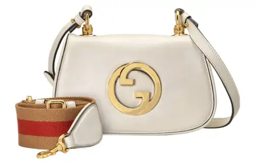 GUCCI Blondie Leather Shoulder Bag, Crossbody Bag, Handbag Mini Women's White