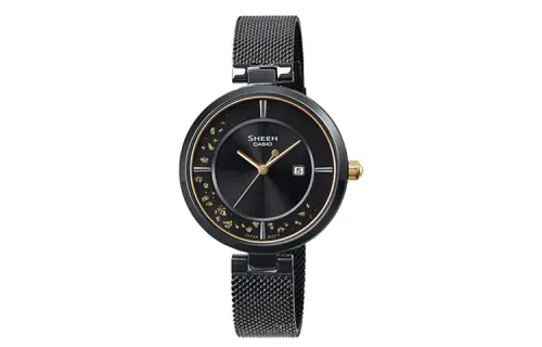 CASIO Casio, waterproof quartz watch strap stainless steel, women's watch, black dial, 50meter, style, quartz mechanism, Japanese and Korean, 39.2mm
