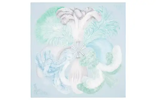 HERMES Carre Scarves Women's Blue/Green/Gray
