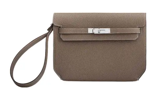 HERMES Kelly Depeches Togo Calfskin Clutch Men's 18 Etoupe Elephant Gray