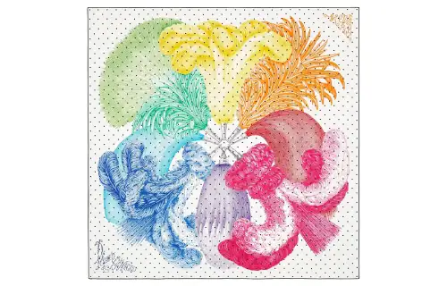 HERMES Carre Scarves Women's White/Multicolor
