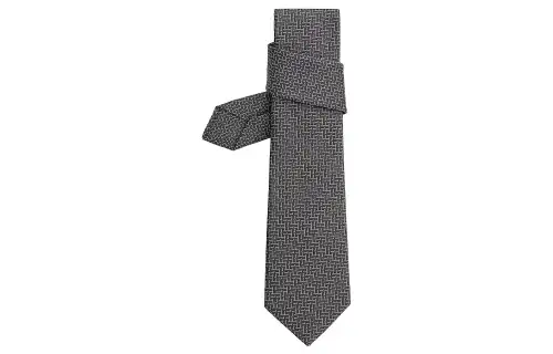 HERMES H Aaaaargh Ties Men's Charcoal Gray/Gray
