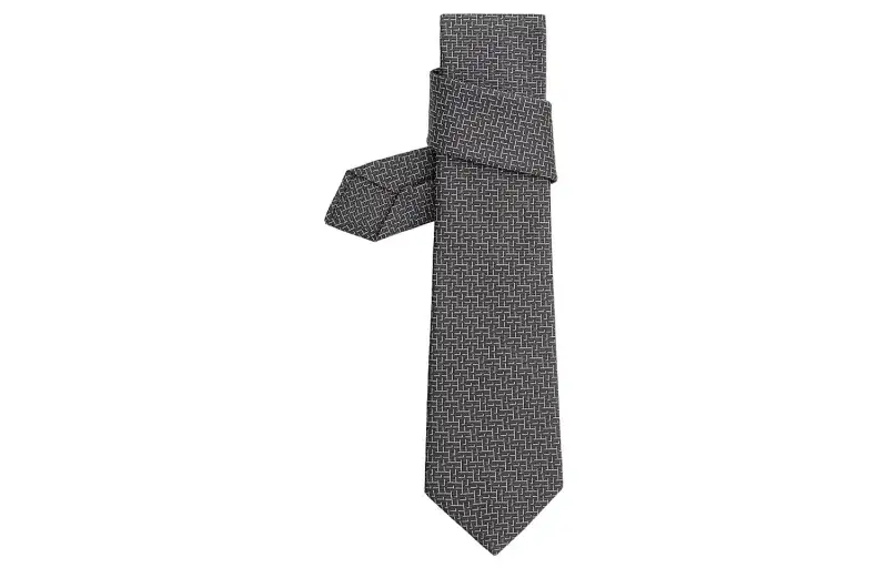 HERMES H Aaaaargh Ties Men's Charcoal Gray/Gray
