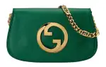 GUCCI Blondie Leather Shoulder Bag Women's Emerald Green