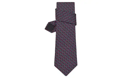 HERMES Ties Men's Marine Blue/Red/Azure Blue