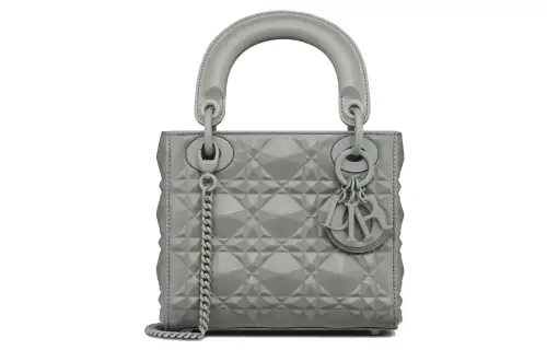 DIOR Lady Dior Cow Leather Shoulder Bag, Crossbody Bag, Handbag Mini Women's Gray