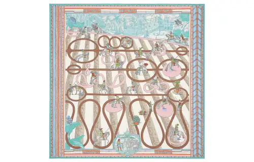 HERMES Scarves Women's Blue/Pink/Brown