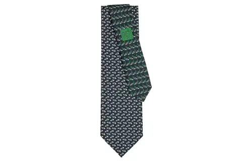 HERMES Twillbi Ties Men's Dark Marine Blue/White/Green