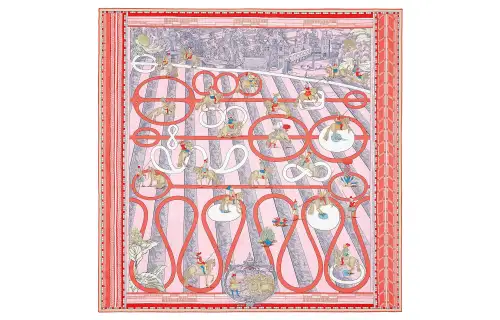 HERMES Scarves Women's Rose Pink/Blue/Beige