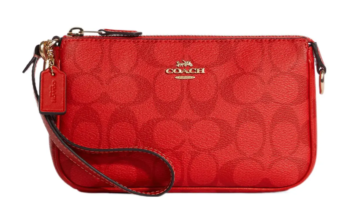 COACH Nolita Canvas With Leather Pochette Underarm Wrist Bag Clutches Small Women's Red