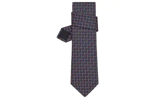 HERMES Ties Men's Marine Blue/Orange/Pumpkin Yellow
