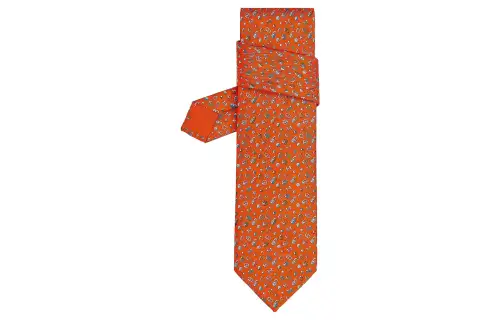 HERMES Ties Men's Orange/Green/Blue