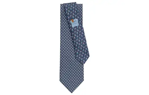 HERMES Twillbi Ties Men's Marine Blue