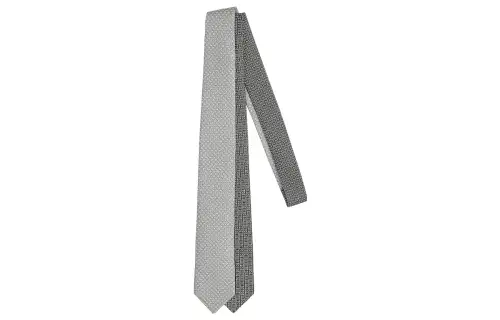 HERMES Ties Men's Gray/Charcoal Gray