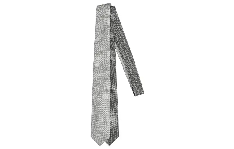 HERMES Ties Men's Gray/Charcoal Gray