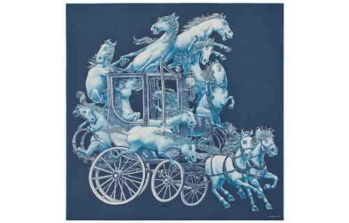 HERMES Royal Knit Scarves Unisex Blue