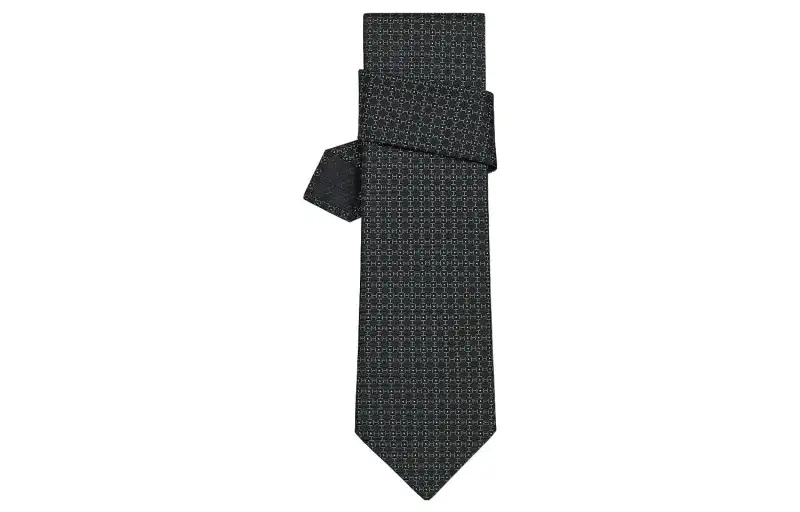 HERMES H Azulejos Ties Men's Black/Charcoal Gray/Turquoise Blue
