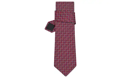 HERMES Ties Men's Red/Medium Blue/Azure