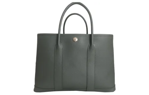 HERMES Garden Party Epsom Calfskin Handbag 30 Women's 63 Vert Amande Apricot Green