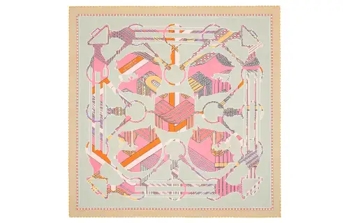 HERMES Scarves Women's Apricot Green/Parma Purple/Orange