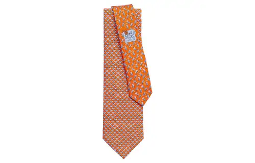 HERMES Twillbi Ties Men's Orange/Sky Blue/Gray