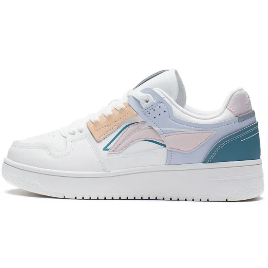 LINING Tianji Series Skateboard Shoes Women's Low-Top Mist White/Light Blue/Crown Blue