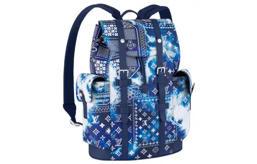 LOUIS VUITTON CHRISTOPHER Cow Leather Backpack Small Men's Tie Dye Blue