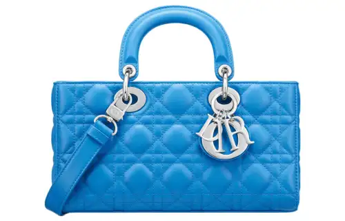 DIOR Lady D JOY Sheepskin Handbag, Clutch, Shoulder Bag, Crossbody Bag, Handbag Women's Bright Blue