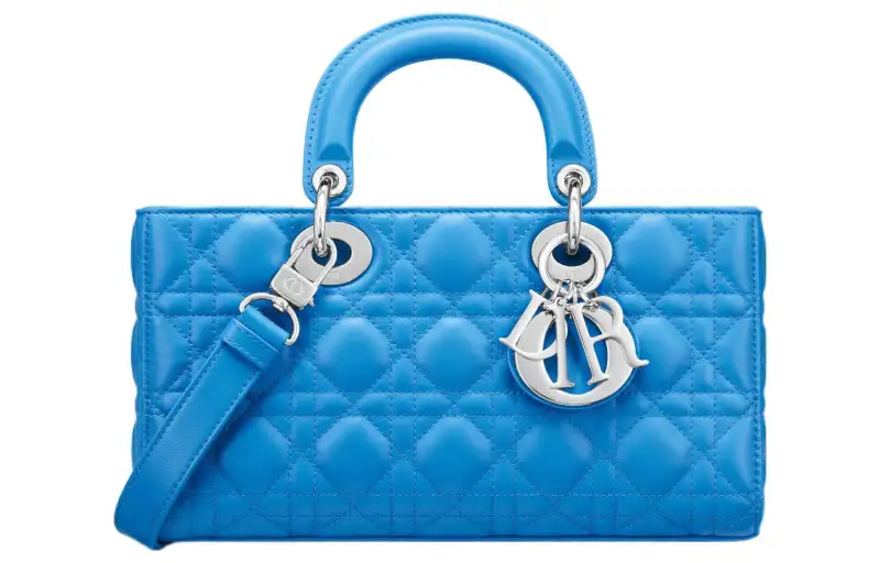DIOR Lady D JOY Sheepskin Handbag, Clutch, Shoulder Bag, Crossbody Bag, Handbag Women's Bright Blue