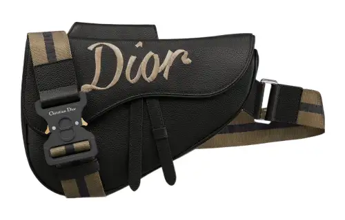 DIOR SaddleCD Diamond Grained Calfskin Crossbody Bag, Fanny Pack, Chest Bag, Shoulder Bag Men's Black