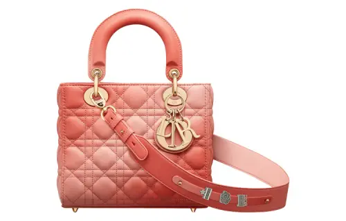 DIOR Lady Dior Sheepskin One Shoulder Handbag, Crossbody Bag Small Women's Coral Powder