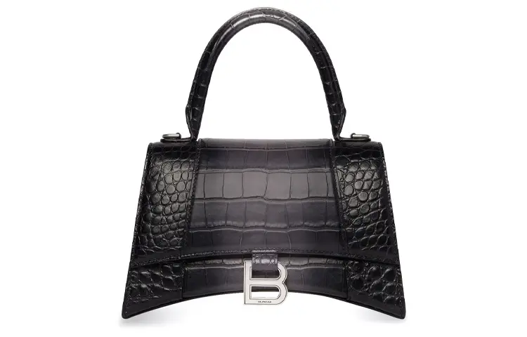 Balenciaga Hourglass Cow Leather Hourglass Bag, Handbag, Crossbody Bag, Shoulder Bag Small Women's Black