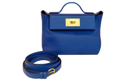 HERMES 24/24 Evercolor Swift Leather Shoulder Bag, Crossbody Bag, Handbag Mini Women's French Blue & Saddle Red