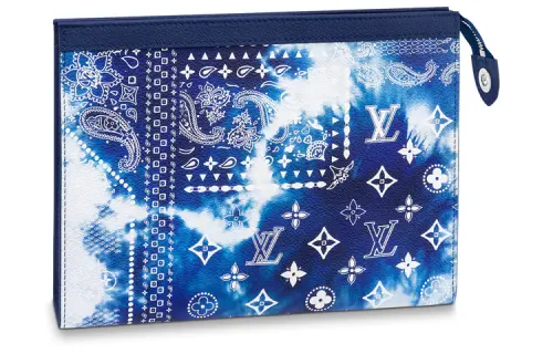 LOUIS VUITTON Pochette Voyage Mm Monogram Bandana Bleached Blue