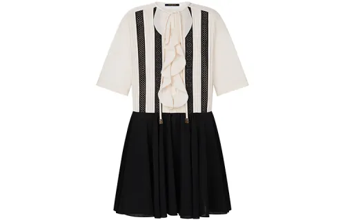 LOUIS VUITTON Short Sleeved Dress Women's Black