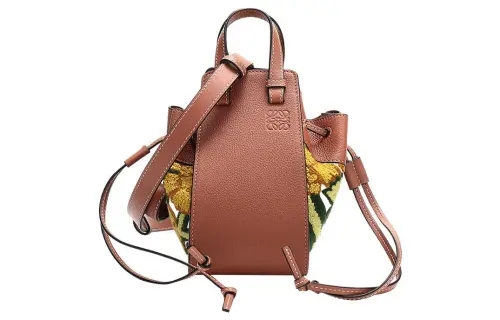 LOEWE Hammock Fabric With Leather Bucket Bag, Handbag, Shoulder Bag, Crossbody Bag Mini Women's Brown