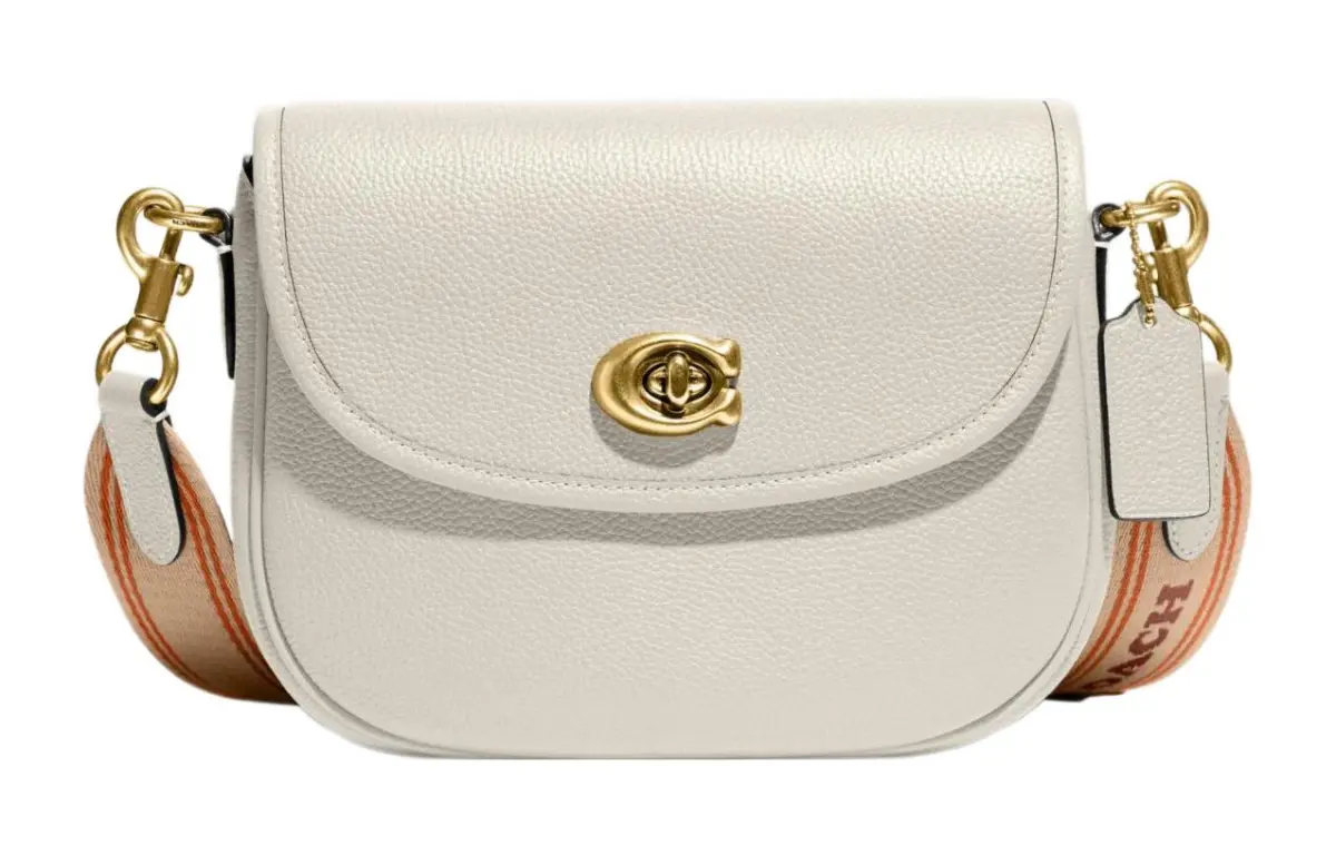 COACH Willow Leather Saddle Bag, Shoulder Bag, Crossbody Bag Small Women's White