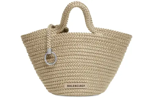 Balenciaga Nylon Basket Handbag Small Women's Beige
