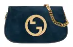 GUCCI Blondie Suede Leather Handbag, Shoulder Bag, Crossbody Bag Regular Women's Blue