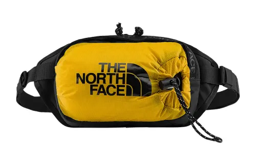 THE NORTH FACE 2L Compact And Portable Fanny Pack Sling Bag Outdoor Bag Fabric Black & Ginger Yellow Unisex