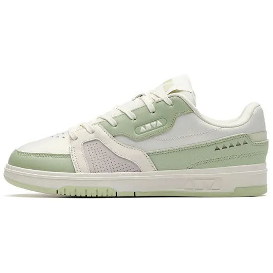 ANTA Skateboard Shoes Women's Low-Top Light Beige White/Ice Screw Green