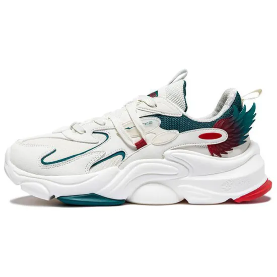 Erke Anti-Slip And Wear-Resistant Breathable Low-Top Running Shoes Men's White Dark Marsh