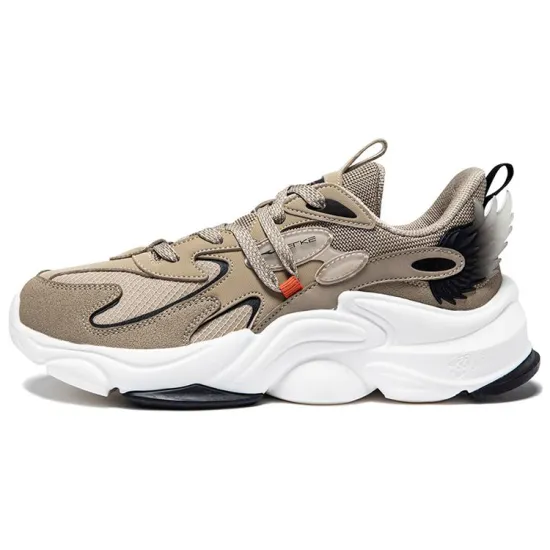 Erke Anti-Slip And Wear-Resistant Breathable Low-Top Running Shoes Men's Brown Black
