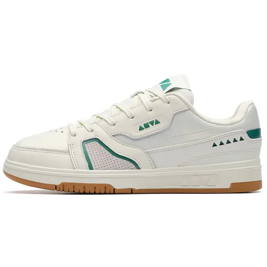 ANTA Skateboard Shoes Women's Low-Top Light Beige White/Greenish Beige