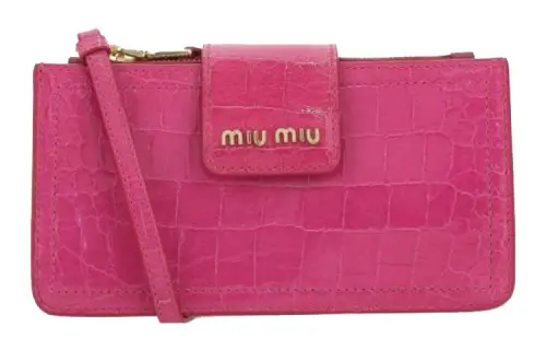 MIU MIU Crocodile Embossed Leather Shoulder Bag Regular Women's Pink