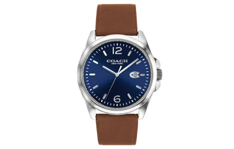 COACH GREYSON Wrist Watches Quartz Movement Leather Strap Blue Dial Men's Watches 30m Water Resistant
