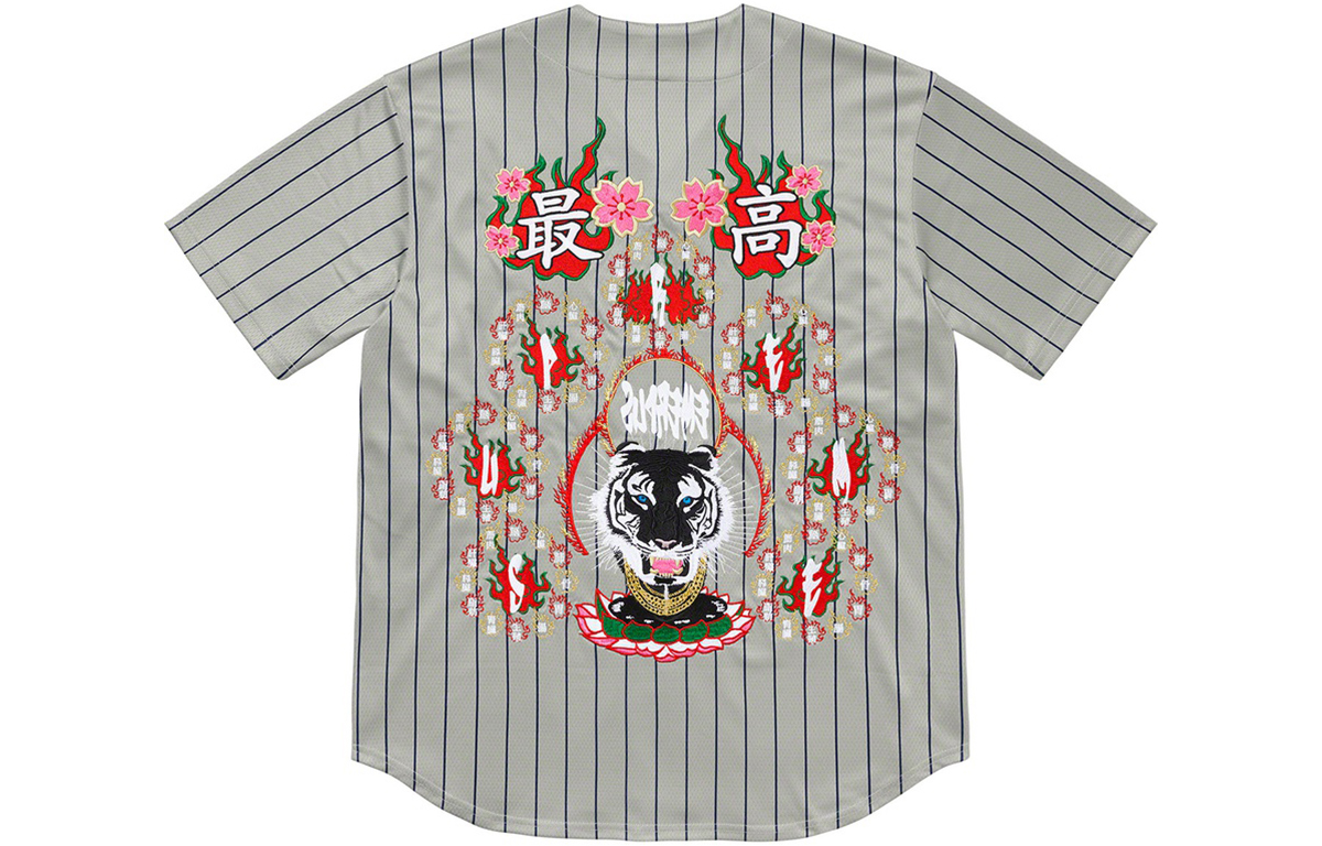 Рубашка Supreme FW20 Week 1 Tiger Baseball Jersey (черная) — фото 2