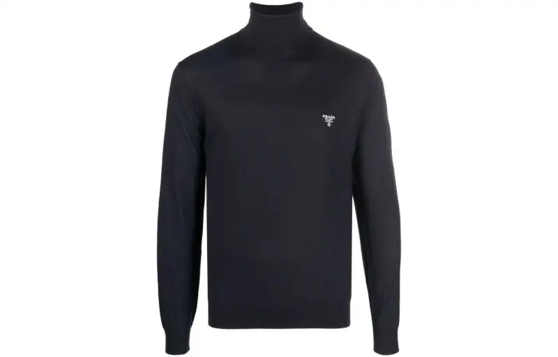 PRADA Logo Fine-Knit Turtleneck Jumper