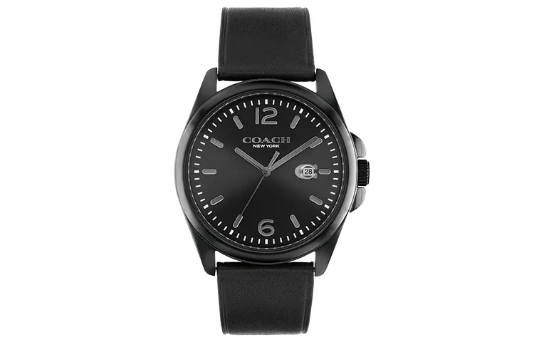 COACH GREYSON Wrist Watches Quartz Movement Genuine Leather Strap 41mm Black Dial Men's Watches 30m Water Resistant