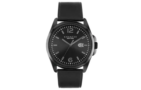 COACH GREYSON Wrist Watches Quartz Movement Genuine Leather Strap 41mm Black Dial Men's Watches 30m Water Resistant